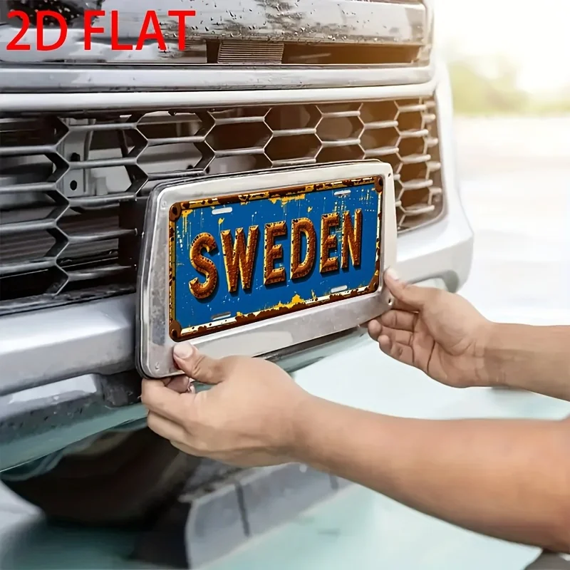 A 2D Flat Decorative Item, a Vintage-Style Aluminum License Plate Themed 