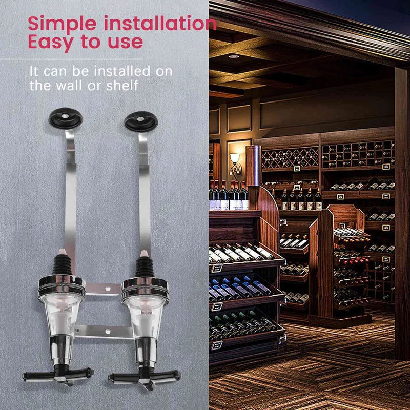 2 Bottles Wine Alcohol Shot Dispenser Pourer Rack Liquor Drinks Wall Bar Mounted-A23R