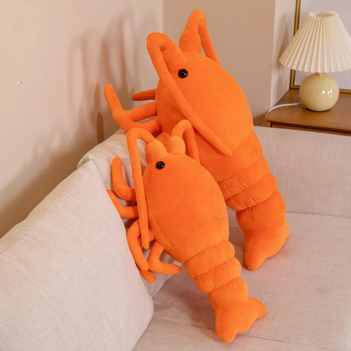 Almohada de langosta de peluche naranja simulada, juguetes de peluche, Animal marino, niños, niñas, regalos de cumpleaños, almohada creativa suave, 50/65cm