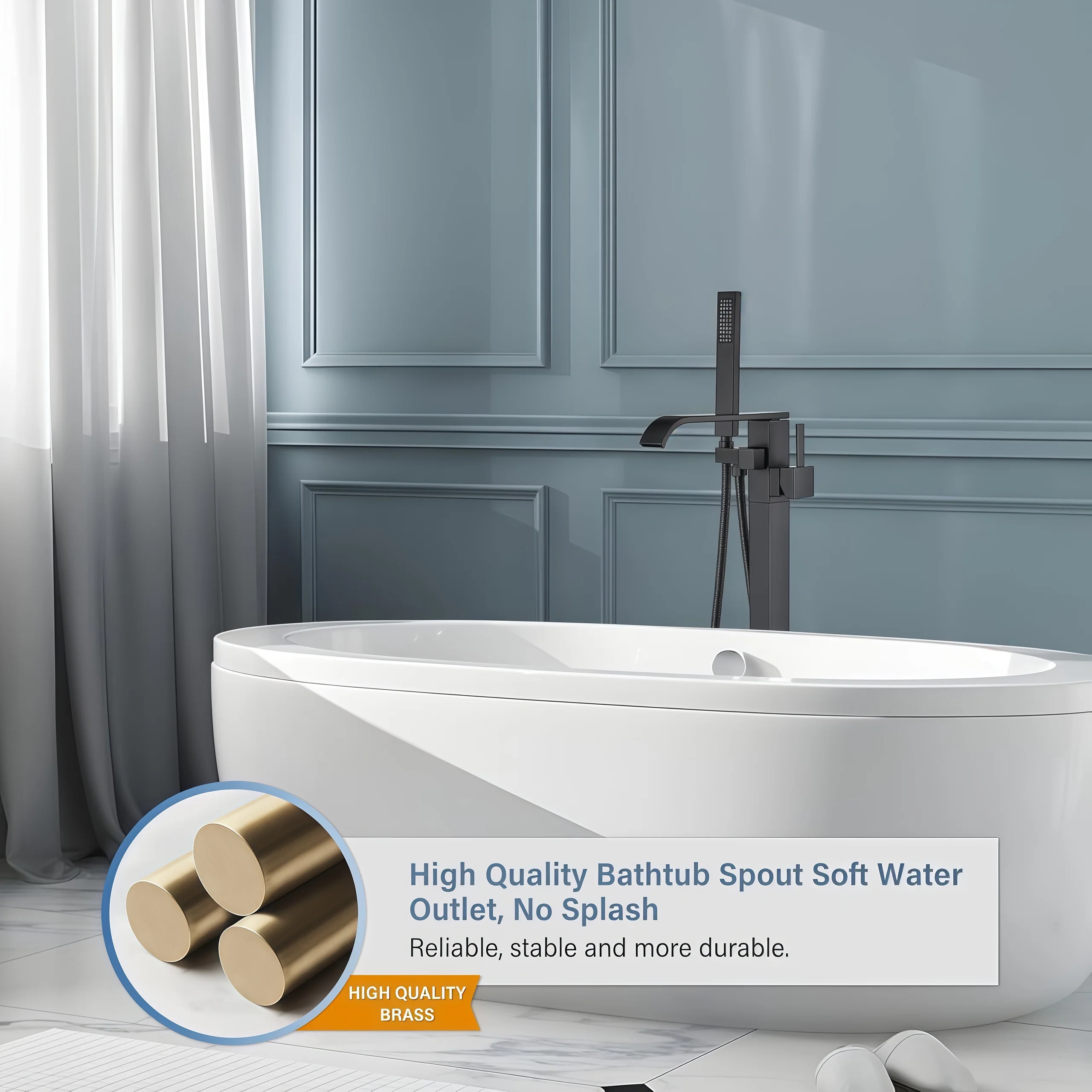 Vrijstaande massief messing vl - Freestanding Bathtub Filler Faucet Floor recensie en prijs
