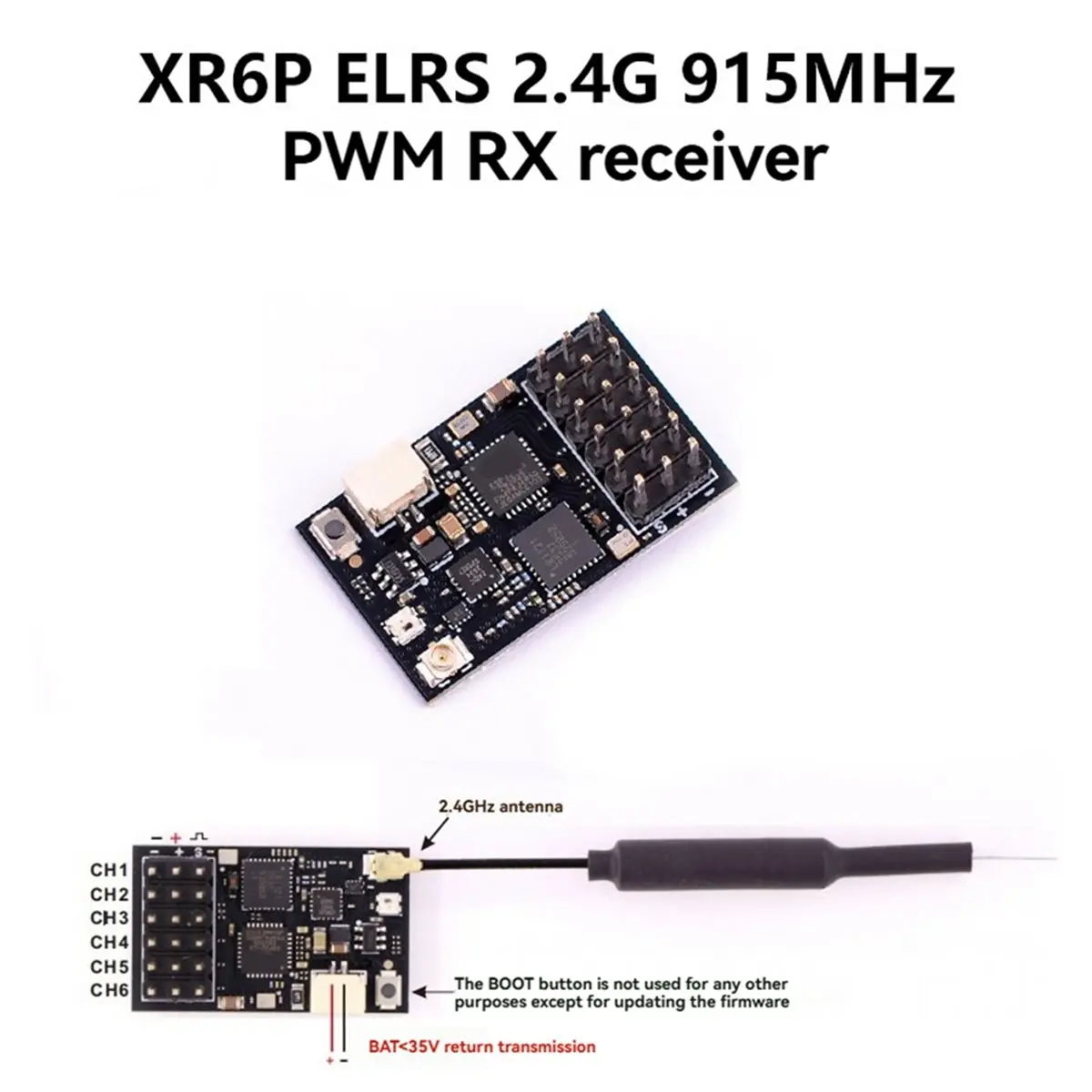 SWXF XR6P ELRS Dual Band Receiver 2.4G/915MHz 6CH PWM CRSF ExpressLRS Receiver with Antenna for RC FPV Drones Parts