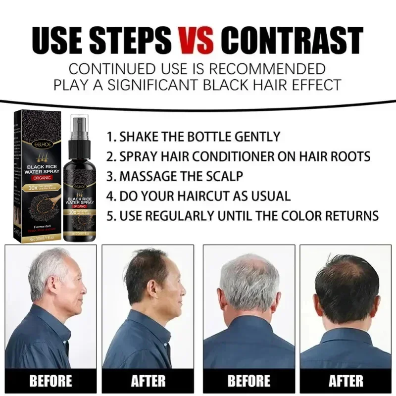 Tampa do soro do tratamento do cabelo para homens e mulheres, pulverizador cinzento e branco do reparo do cabelo, cabelo anti perda nutre produtos, cor natural