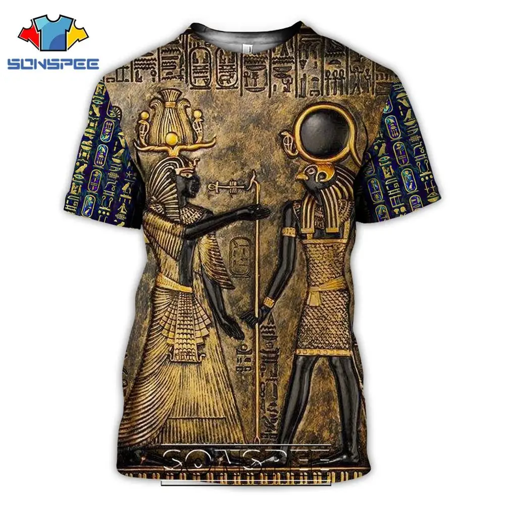 Summer 2022 Men's T-Shirt Casual 3D Printing Ancient Egypt Eye of Horus Egyptian Symbol T-Shirt Men's Women's Short Sleeve Plus