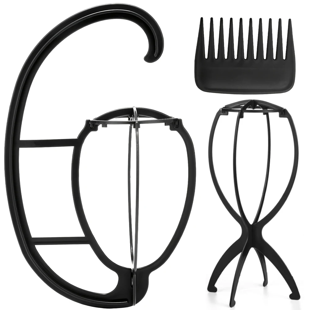 

3PC Wig Head Stand with Wig Brush Comb, Travel Wig Holder Comb Set for for Women Multiple Wigs,Beginner,Christmas gift