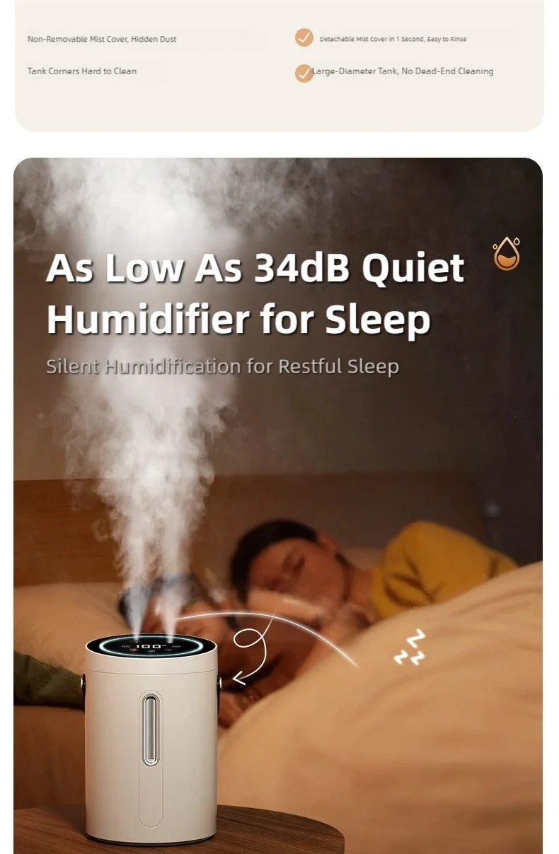 TINSOL 2500ml Digitaler Dual-Spray-Luftbefeuchter mit USB-Anschluss, Aroma-Luftbefeuchter für ätherische Öle, Dreistufiger Nebel-Luftbefeuchter für das Schlafzimmer – Detail 26