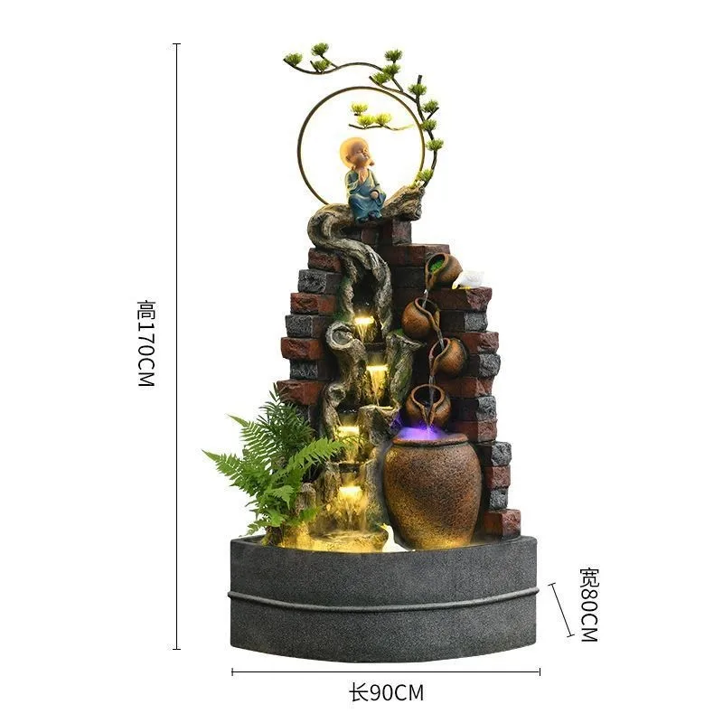 

New Chinese-style partition rockery water fountain hotel company office balcony landscape decoration floor