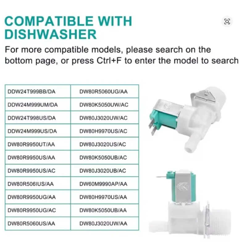 DC62-30314L Dishwasher Inlet Valve for Samsung Dishwasher PS4209101 PAP5582579