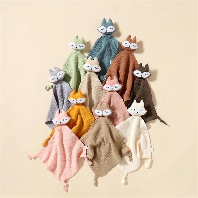 Organic Cotton Gauze Baby Towel Stuffed Fox Doll Baby Nursing Cuddle Security Blanket Towel Burp Cloths Newborn Teething Towel