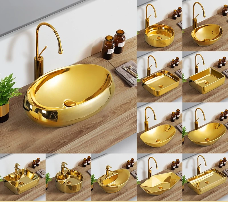 European wash basin beauty club family golden wash basin washbasin basin balcony bathroom