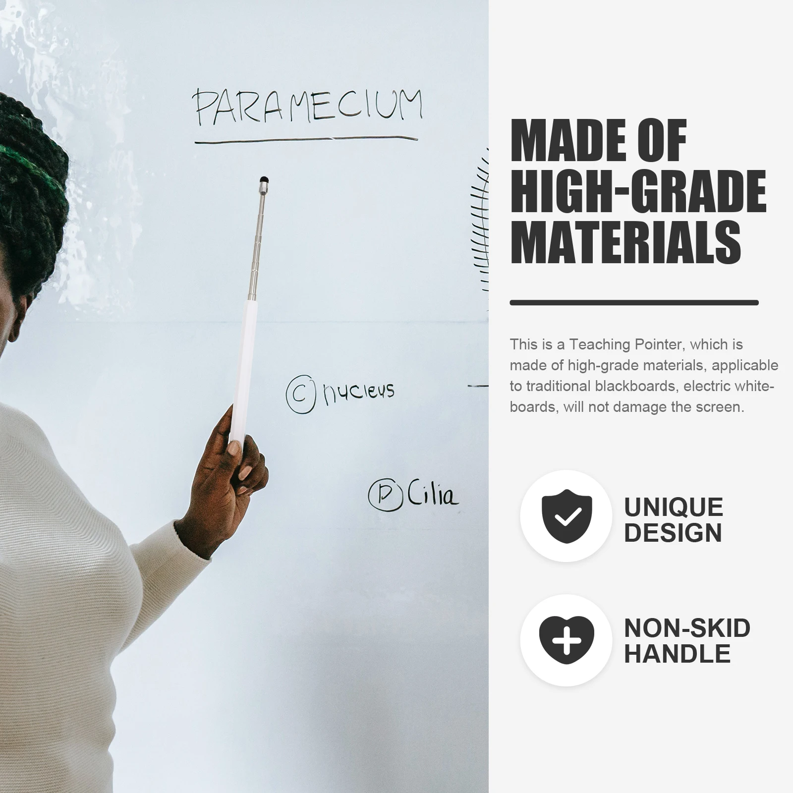 

Stainless Steel Retractable Teaching Telescopic Teacher for Classroom Whiteboard Finger Pointing