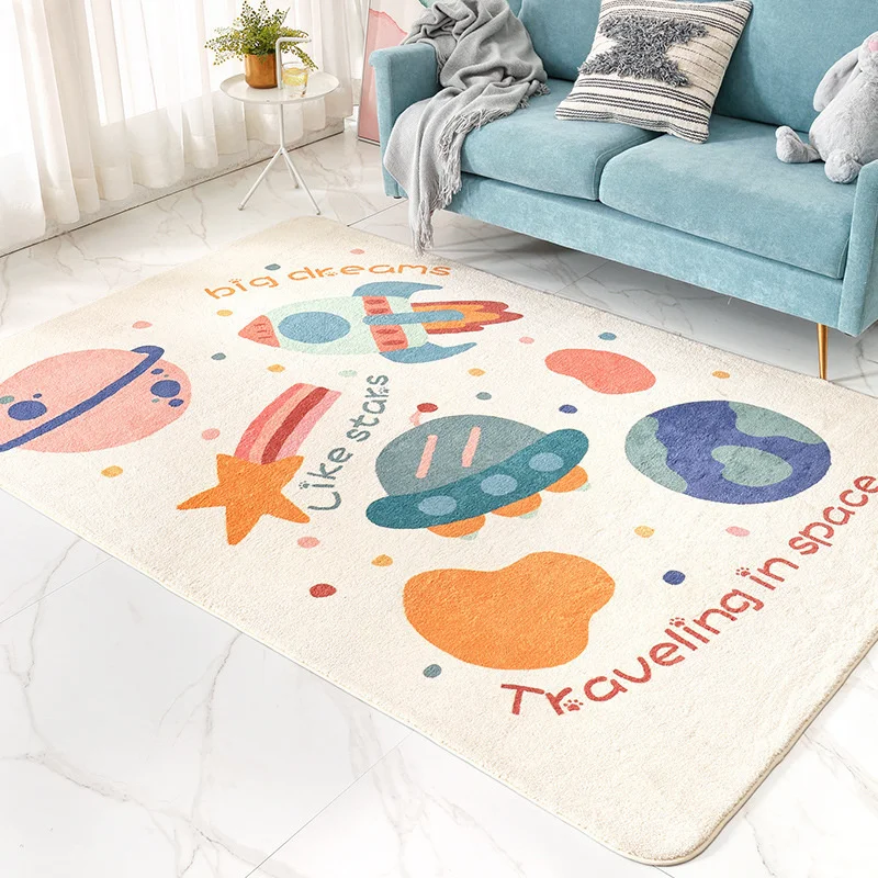 

Cartoon Universe Space Print Area Rugs for Bedroom Cloakroom Cushion Large Soft Fluffy Carpets for Living Room Bedside Floor Mat