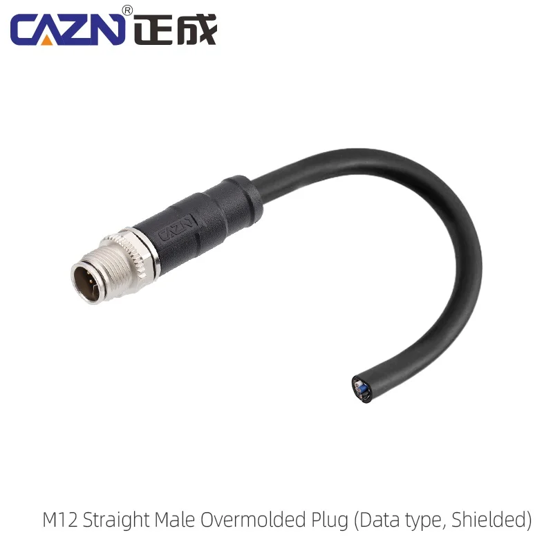 M12 Overmolded Y-code Plug Straight&Angled Shielded Fieldbus 6/8pin PUR Cable Wire Aviation Plug Connectors