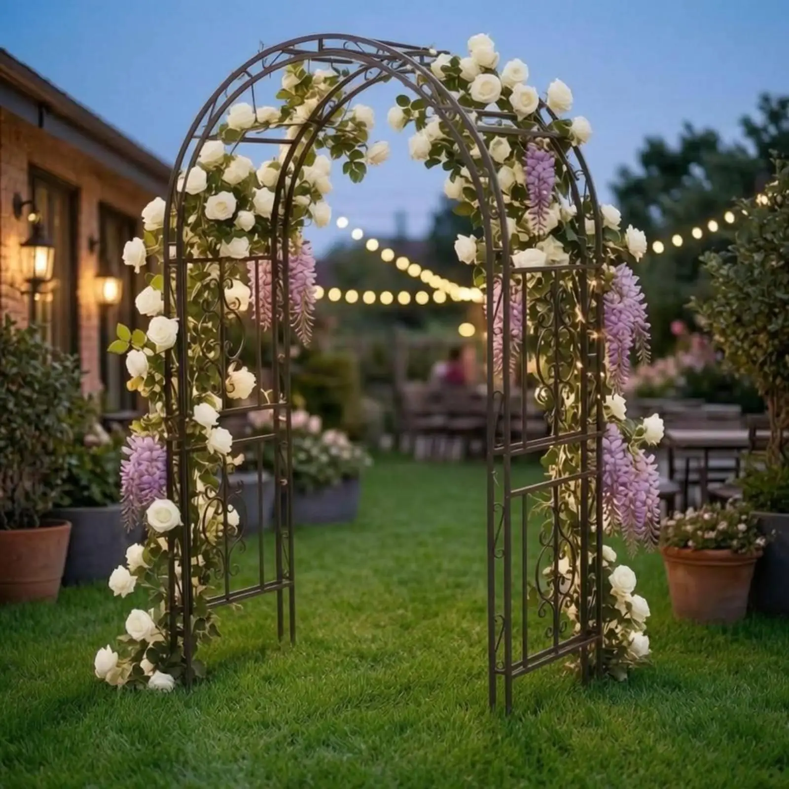 Arched Iron Outdoor Support Frame Garden Structure Climbing Plant Trellis Metal Decor for Garden Park