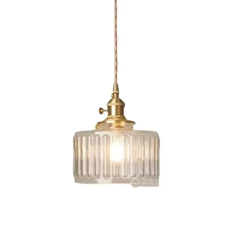 Modern European Hand Blown Transparent Green Glass Chandelier with Small Lampshade AC Power Hanging Ceiling Light Fixture