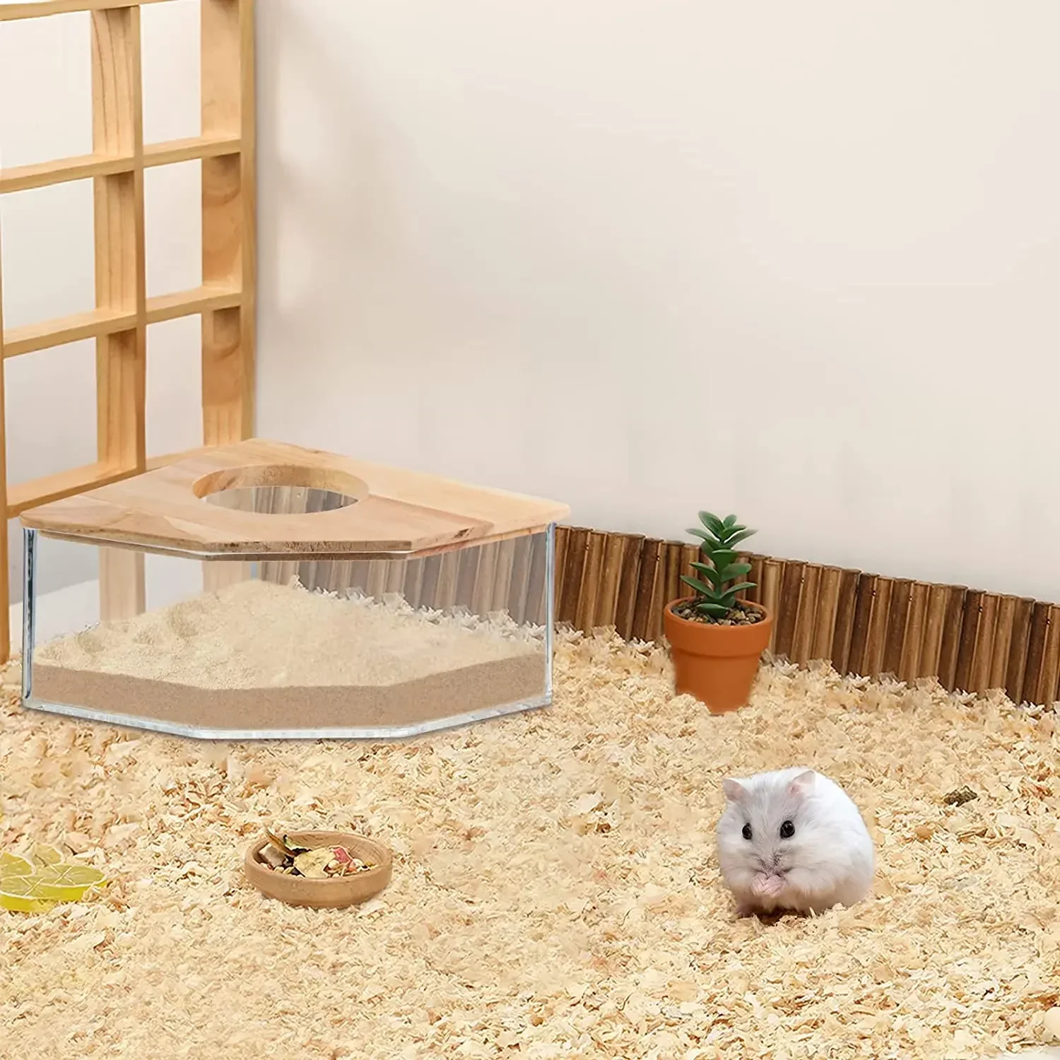 Hamster Bathroom House Sandbox Full Transparent Urine Sand Basin Golden Bear Supplies Sand Bath Container Hamster Bathroom