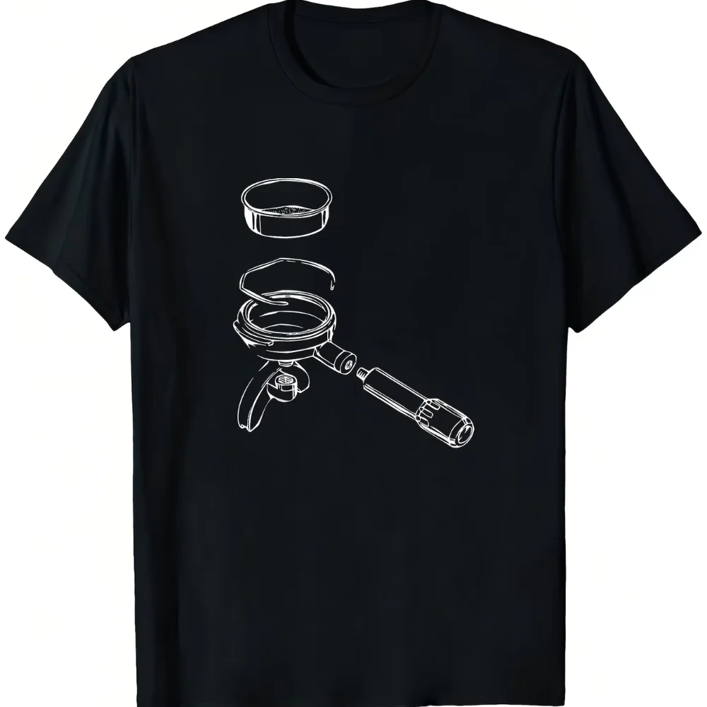 Men'S T Shirt Summer Vintage Featuring an Exploded Portafilter Women Cotton Tee Streetwear Oversize Casual  Loose Short Sleeve