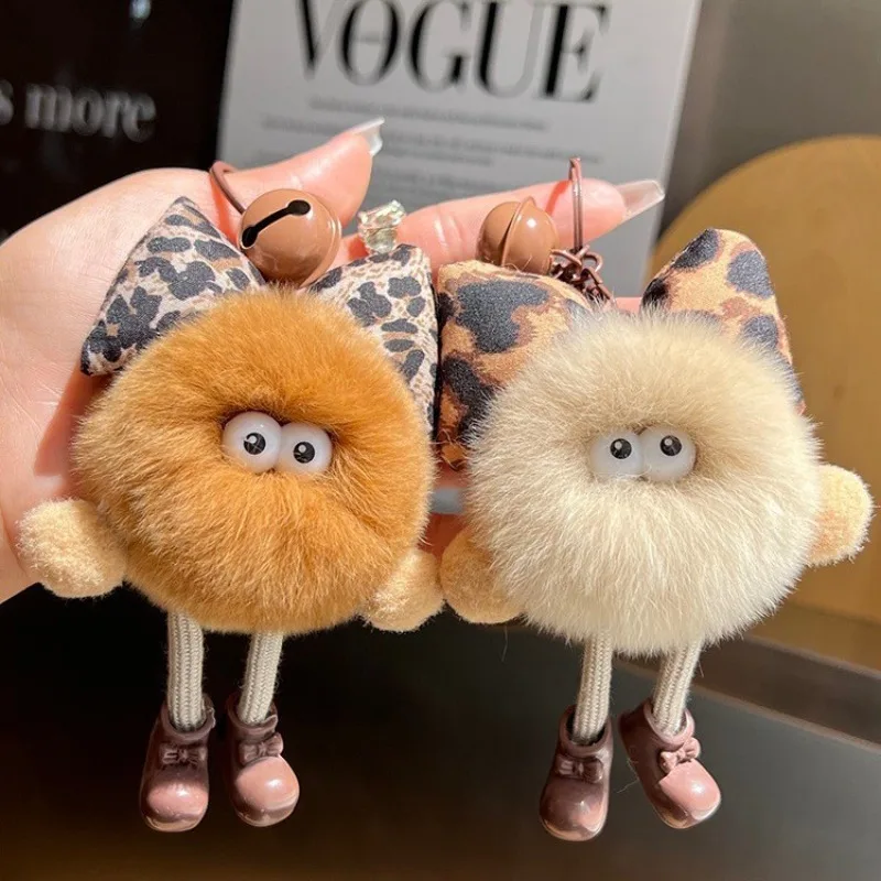 New cute little coal ball bag with imitation rex rabbit hair pendant bag exquisite doll pendant cartoon doll car key chain