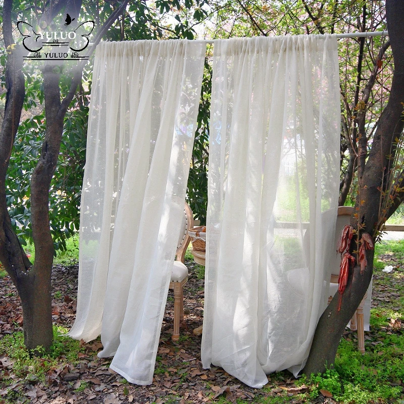 빈티지 일본 린넨 거즈 커튼, 반투명 얇은 명주 그물 아마, 퓨어 컬러, 거실 침실 장식 파티션 커튼 