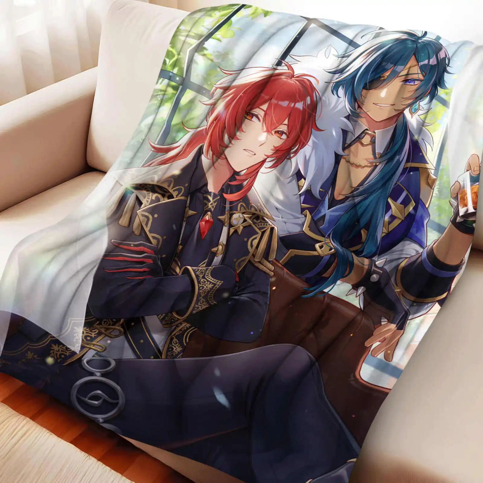 

Genshin Impact Diluc фланелевое одеяло с принтом, теплое мягкое домашнее пушистое мягкое одеяло для кемпинга для девочек