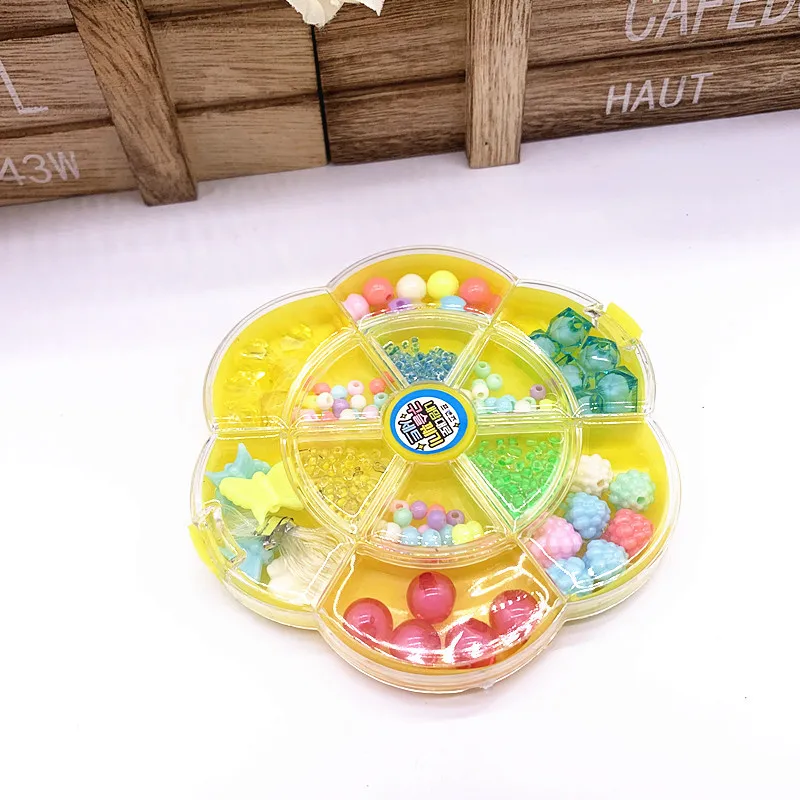 Kinder Perlen Pflaumen blüte Box Set DIY handgemachte Perle Spielzeug Halskette Baukasten Mädchen Weben Armband Schmuck machen Spielzeug Geschenk