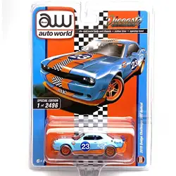 Auto World 1/64 AW 1/64 2019 Dodge Challenger Hellcat SRT Gulf Oil Die-cast alloy car model collection display child gift