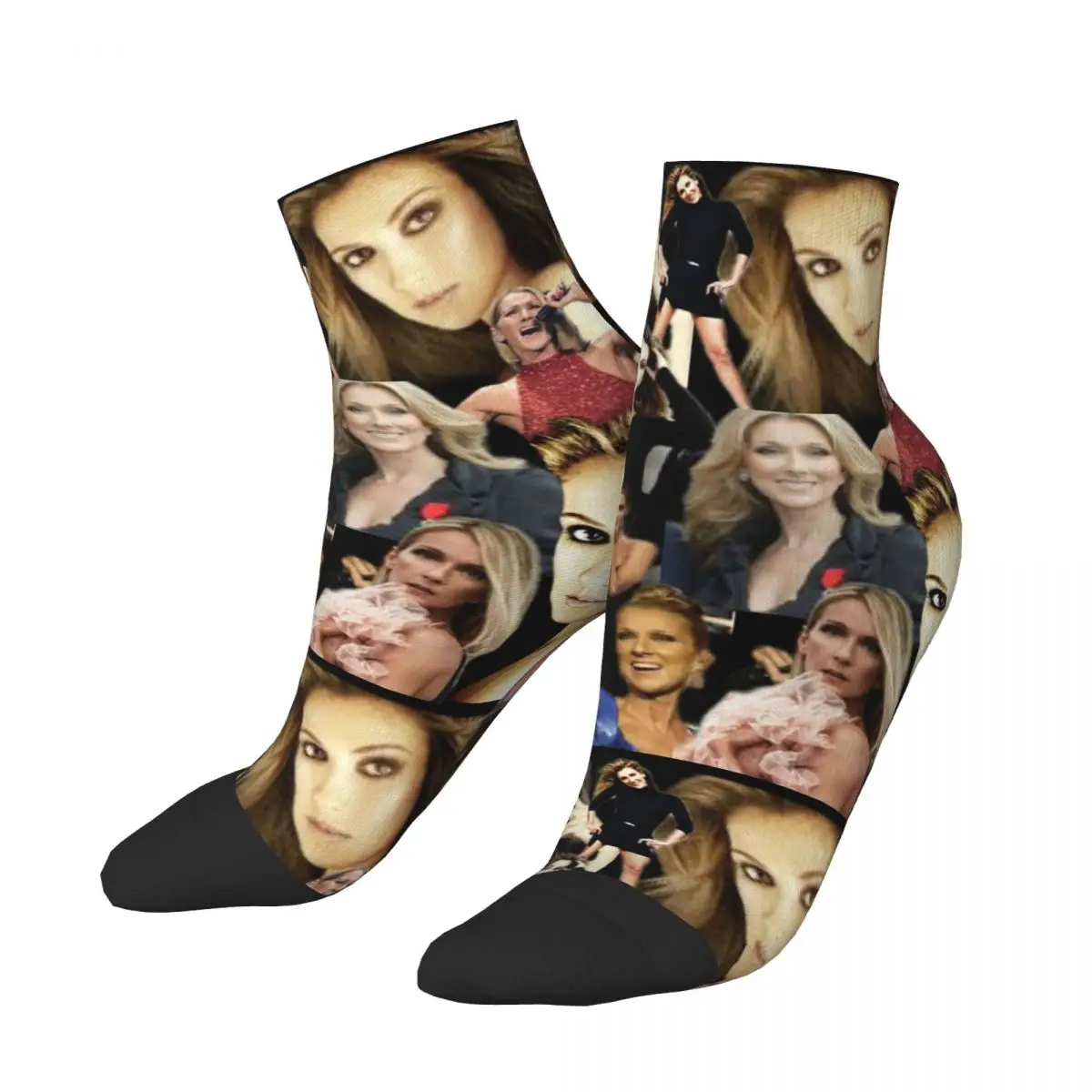 Celine Dion Collage Socks Harajuku Sweat Absorbing Stockings All Season Socks Accessories for Unisex Birthday Present