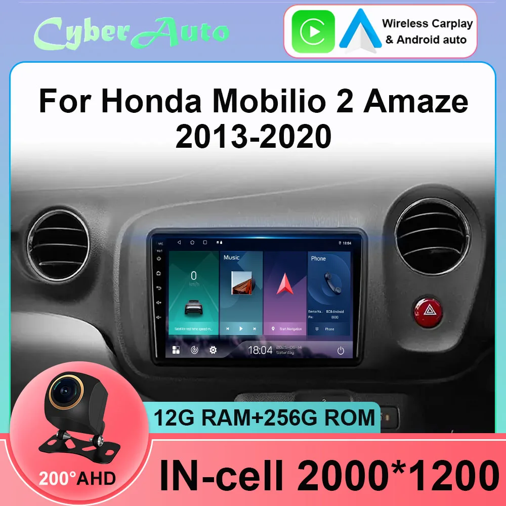 Car Radio Android 15 Carplay Auto For Honda Mobilio 2 Amaze 2013 2014 2015 - 2020 2K Screen DSP Navigation Stereo Video Player