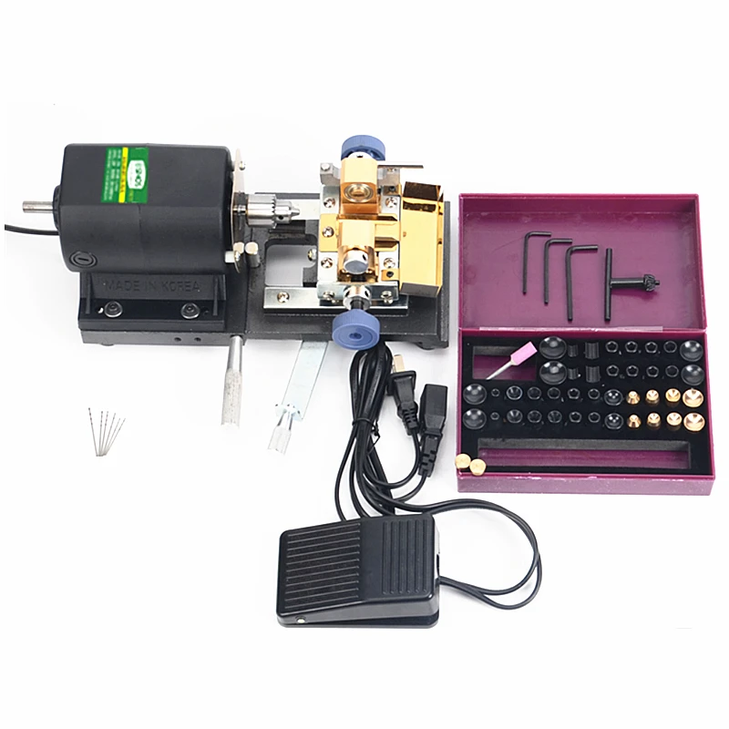 220V 60Hz Mini Wood Lathe Machine Pearl Buddha Bead Drilling Grinding Machine Driller Bead Jewelry Punch Rotary Tool Full Set