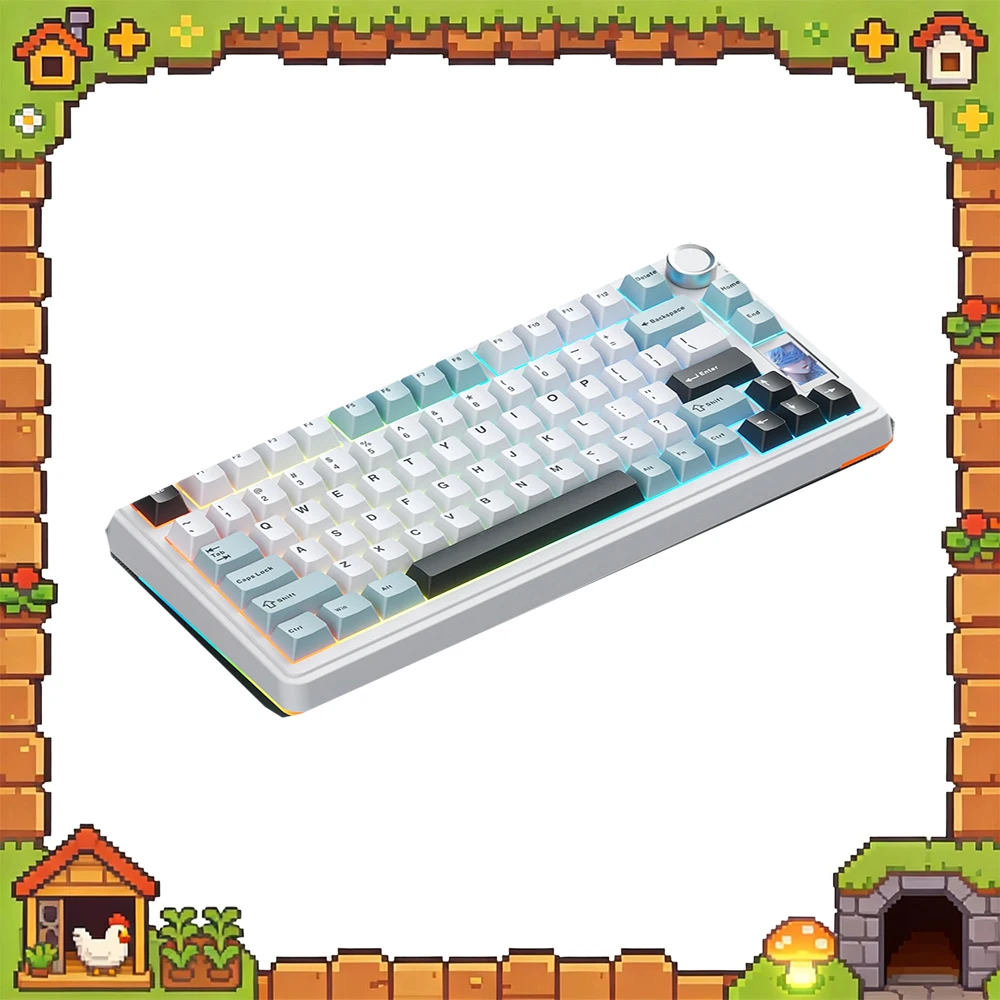 AULA S75 Pro Wireless Mechanical Keyboard White Star Arrow Switch Tri Mode Bluetooth 2.4G USB C RGB Hot Swap TFT Display Knob