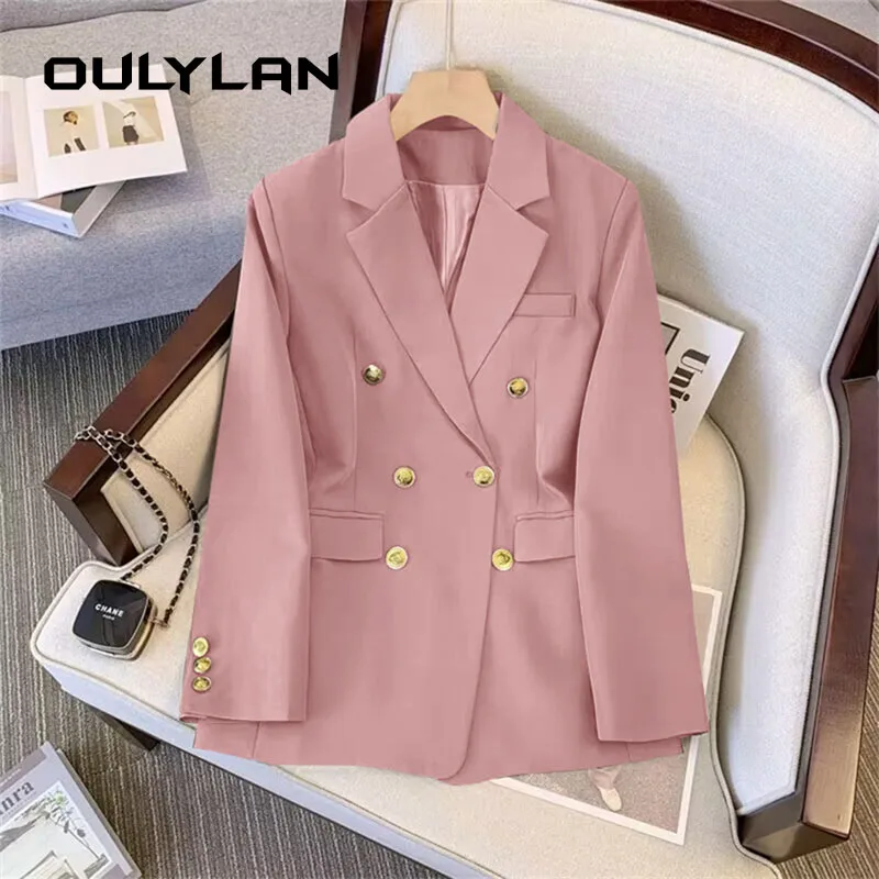 

Spring Autumn Blazer for Women Elegant Fashion Office Coats 2024 Fashion Suit Jacket Solid Color Long Sleeve Jacket Women