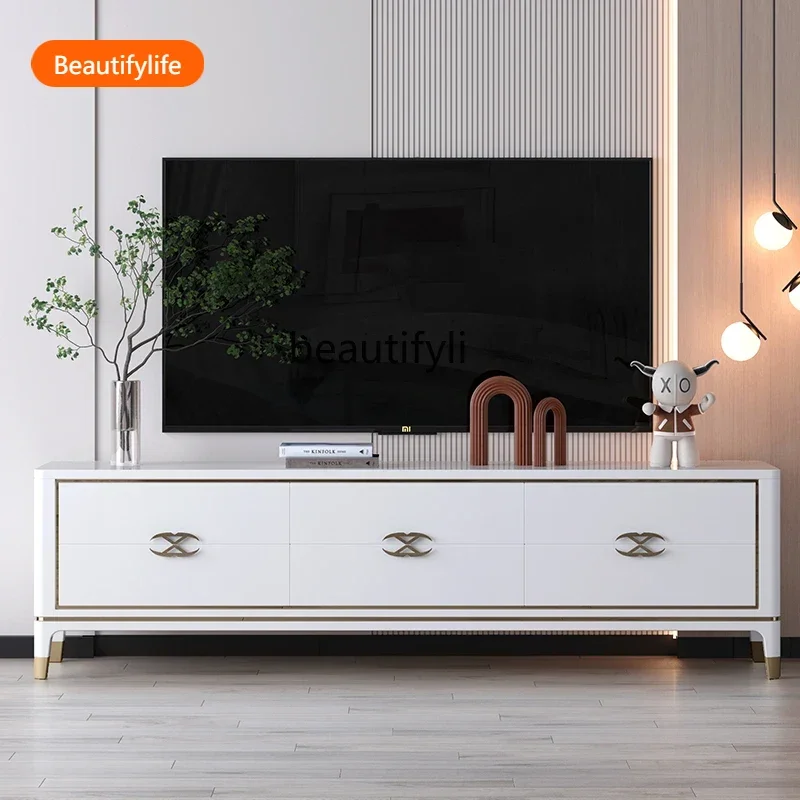 A13 خزانة تلفزيون فاخرة طاولة شاي مزيج بسيط الحديثة غرفة المعيشة حائط الخلفية خزانة الفيلم والتلفزيون وحدة صغيرة Ty #1