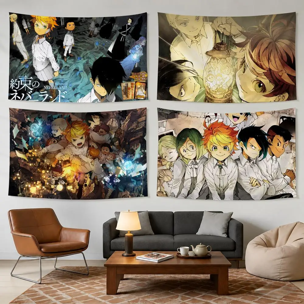 The P-Promised Neverland Anime Tapestry Bedroom Living Room Bar Party House Home Dorm Interior Wall Decor Background Banner