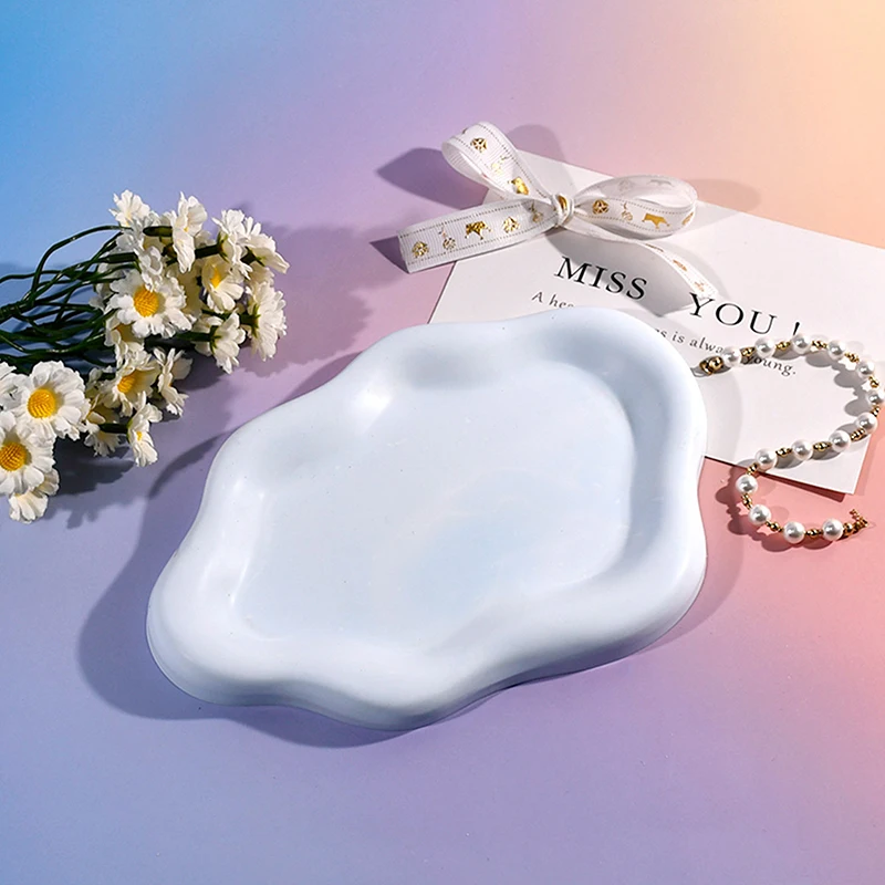 Irregular Cloud Shape Tray Silicone Resin Mold Concrete Plate Silicone Mold DIY Gypsum  Candle Holder Casting Mold view 5