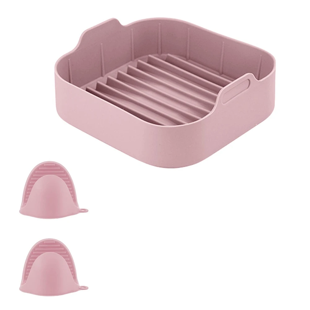 Air Fryer Silicone Pot,Reusable Non-Stick Air Fryer Silicone Liners Air Fryer Basket with 2Pcs Silicone Hand Clip