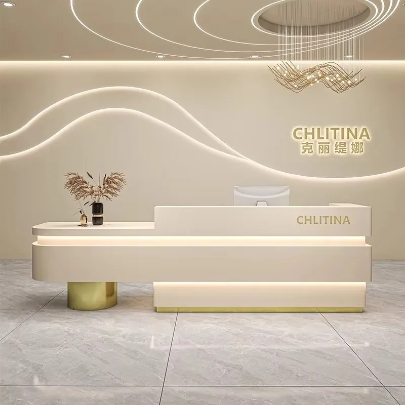 Storage Design Front Desk Reception Counter Decor Long Business Reception Desk Beauty Salon Mostrador Recepcion Office Furniture