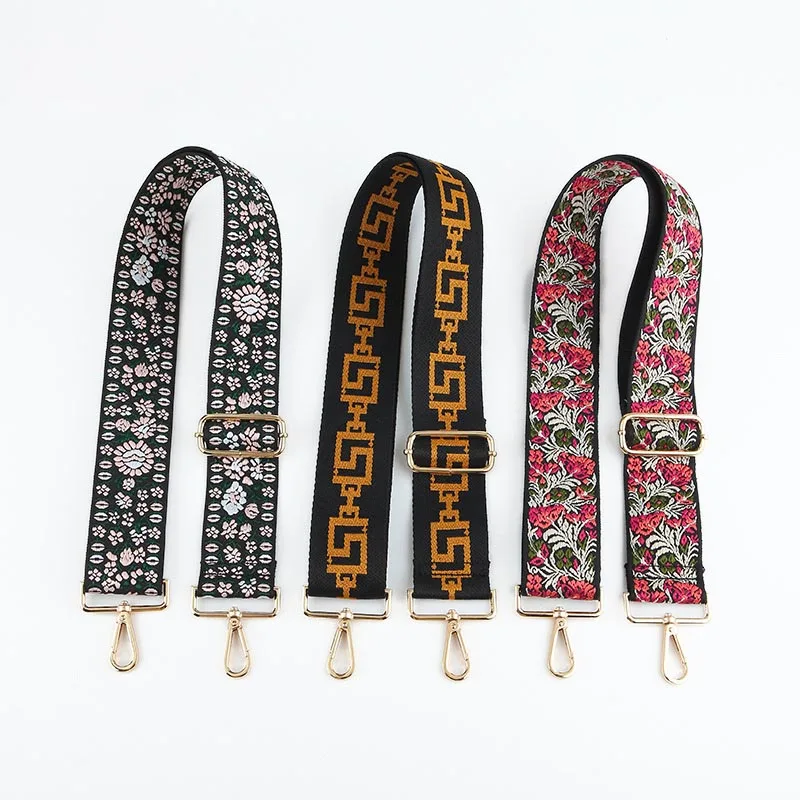 

Floral Bag Strap for Women Removable DIY Shoulder Handbag Accessories Cross Body Messenger Belts Nylon Wide Bags Straps