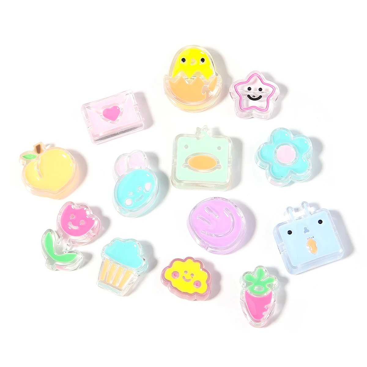 10Pcs Resin Loose Beads Cute Dopamine Multi Shape Spacer Bead for Jewelry Headwear Accessories DIY Hair Tie Bracelet Phone Chain