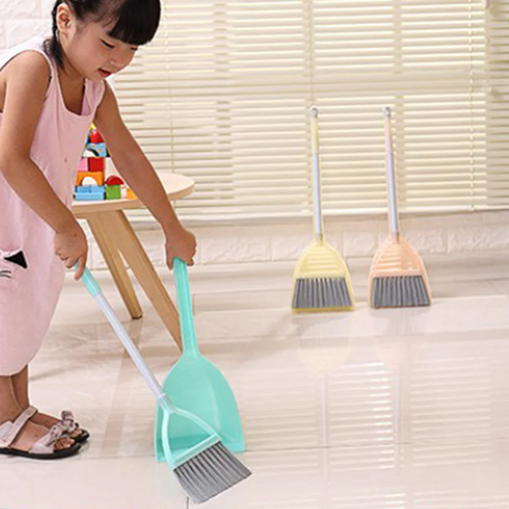 Mini-Besen-Kehrschaufel-Set für Kinder, Reinigungswerkzeuge, Rollenspiel, kleiner Haushaltshelfer, Hausreinigung, Geschenk für Kinder (Mint Green)