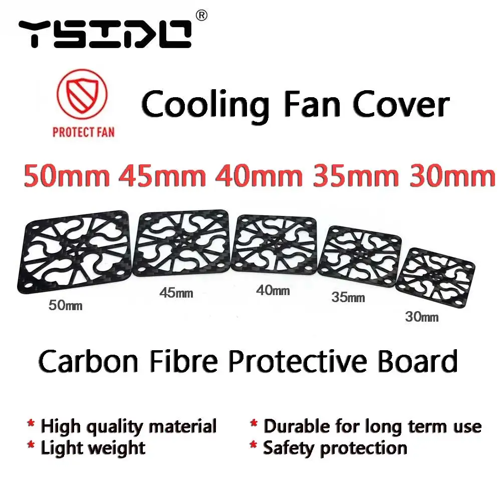 YSIDO Cooling Fan Cover 30mm 35mm 40mm 45mm 50mm Carbon Fibre Protective Board for ARRMA TRAXXAS AXIAL Hobbywing EZRUN RC Car