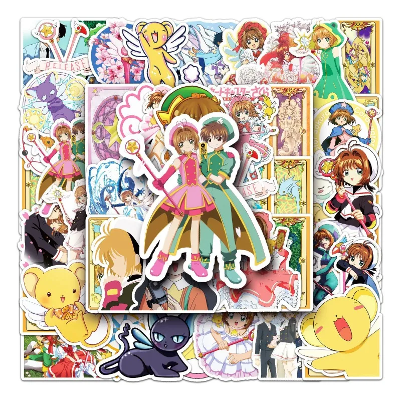 50pcs Card Captor Sakura Anime Cartoon Graffiti Girl Water Cup Notebook Luggage Desktop Stationery Skateboard Decoration Sticker