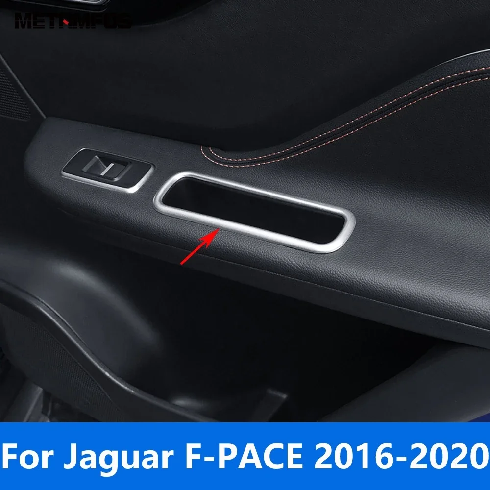 For Jaguar F-PACE 2016 2017 2018 2019 2020 Matte Interior Rear Door Armrest Storage Box Frame Cover Trim Accessories Car Styling