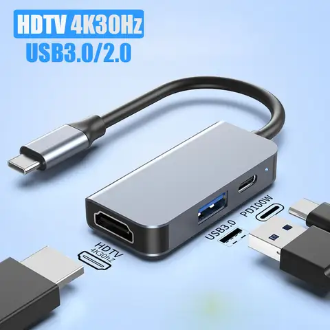 6/5/4/3 Ports USB C Hub to 4K HDMI-Compatible USB 3.0 2.0 HUB 4K 30Hz PD Fast Charge Charging Docking for MacBook iPad Samsung