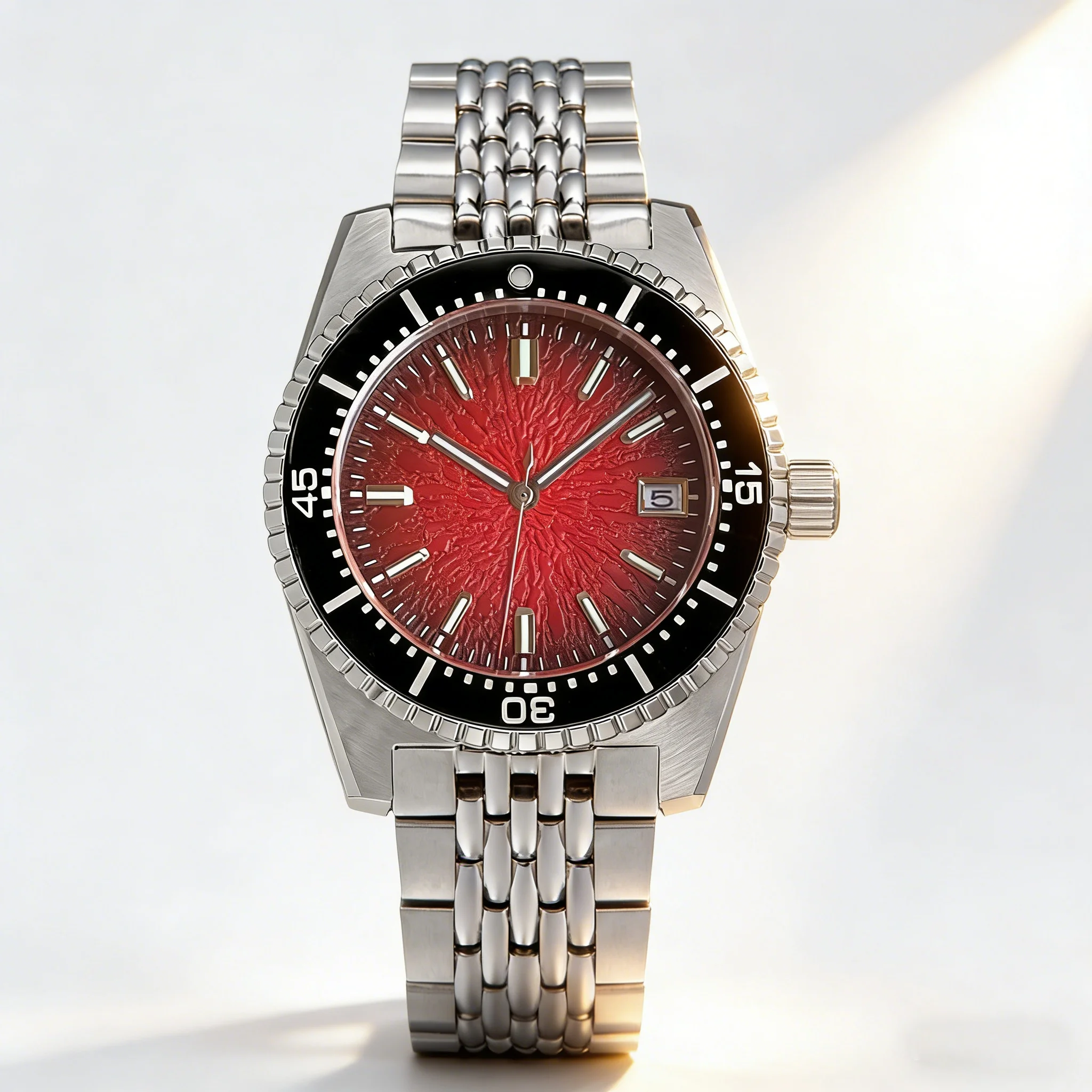 

Мужские автоматические механические часы Tandorio 30Bar 62Mas Style Fashion с сапфировым стеклом, светящиеся в темноте, красные/черные/зеленые, наручные часы