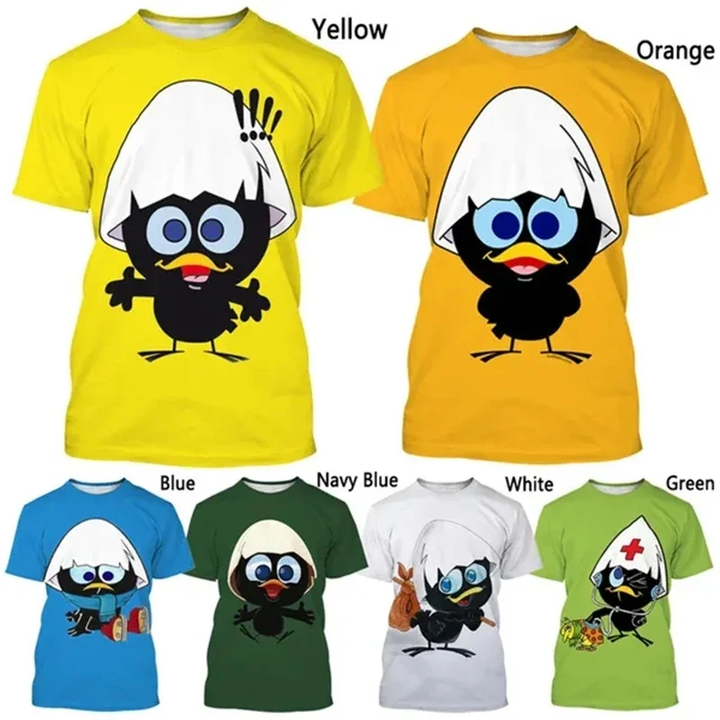 New Fashion Cartoon Calimero 3D Print T-shirt Men's And Women's Summer Casual Short-sleeved Cute Round Neck Tops Designer Tshirt