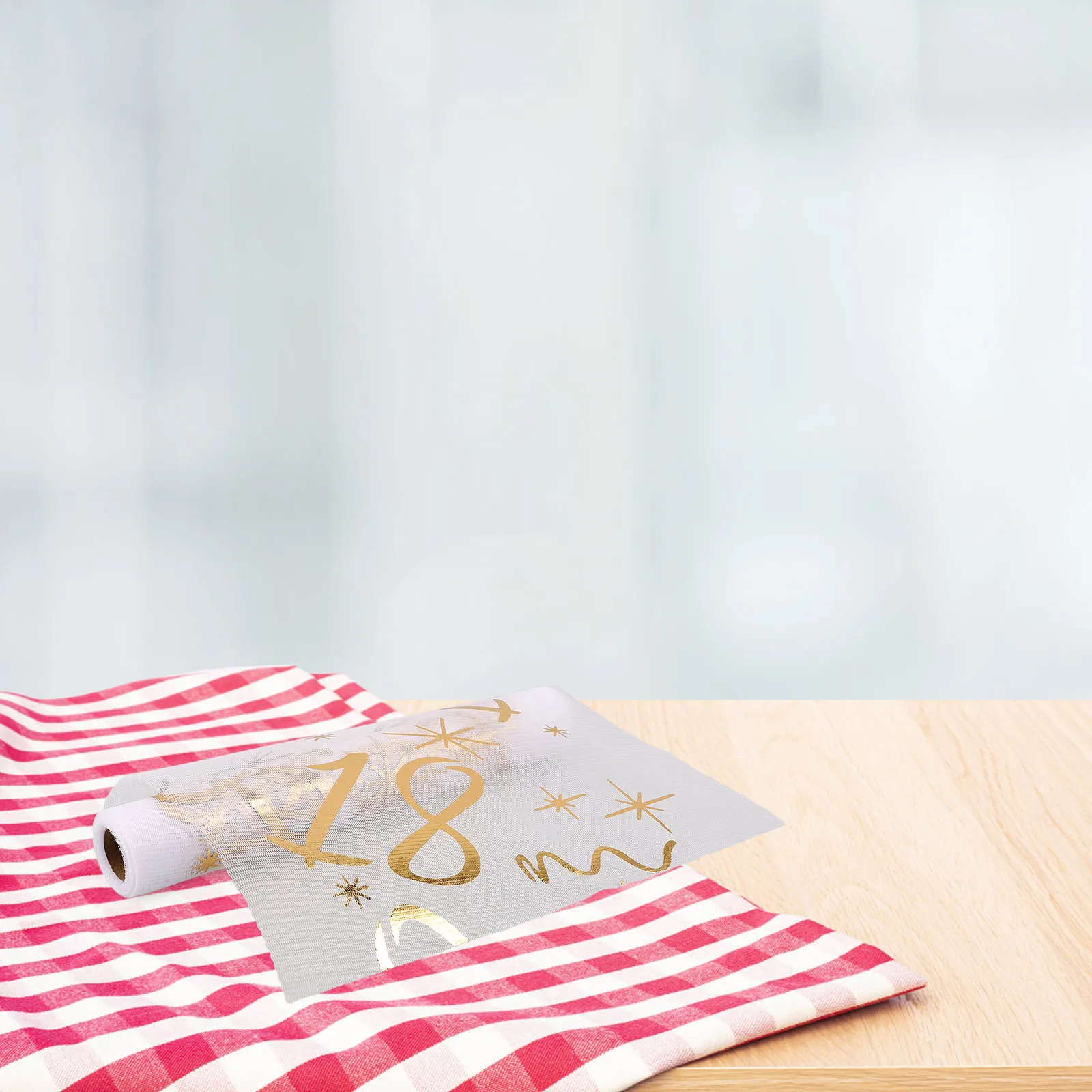 

18Th Birthday Table Runner Gold Foil Mesh Heat Press Technology for Dining Table Decor Sparkling Stamping Design Festive Party