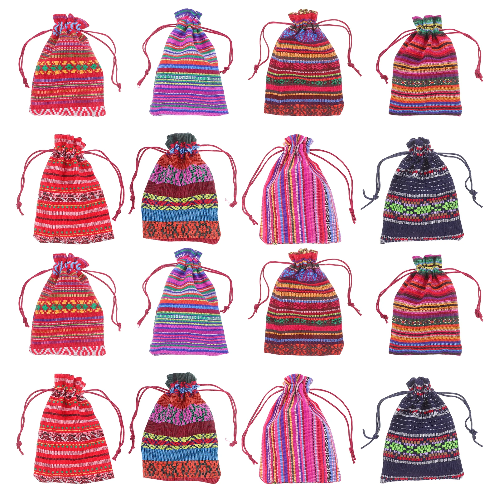 

48 Pcs Ethnic Style Gift Bag Candy Drawstring Bags for Kids Storage Snack Present Cloth Vacation Packing
