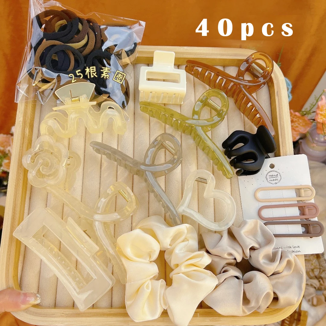 

61pcs Set Korea Hair Bands Hair Claws Grab Hair Clip Large Intestine Hairpins Side Clip Elasticity Headbands Hair Accessories