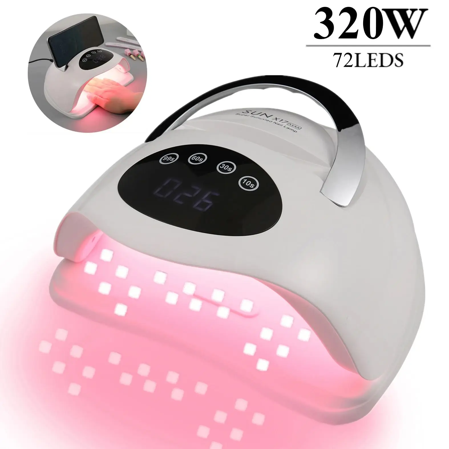 320W 72 LEDS słońce X17 MAX lampa UV do paznokci do Manicure suszarka do paznokci z wyświetlaczem LCD z czujnikiem ruchu lampa do suszenia żelowego