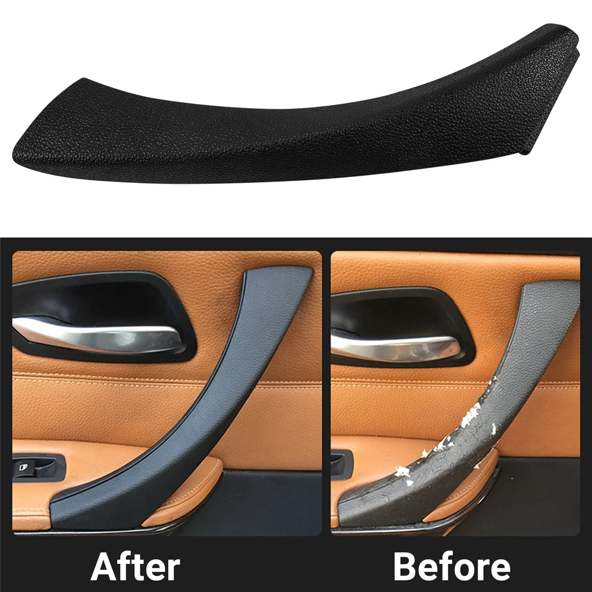 A02Q-Black for -BMW E90 E91 3-Series Sedan 2006-2012 Right Inner Door Panel Handle Outer Trim Cover 51419150336
