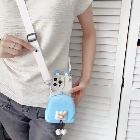 Ears Bear Wallet Case With Accessories For Samsung Galaxy S8 S9 S10 S20 S21 S22 S23 S24 S25 Plus Ultra FE Edge Note 8 9 10 20